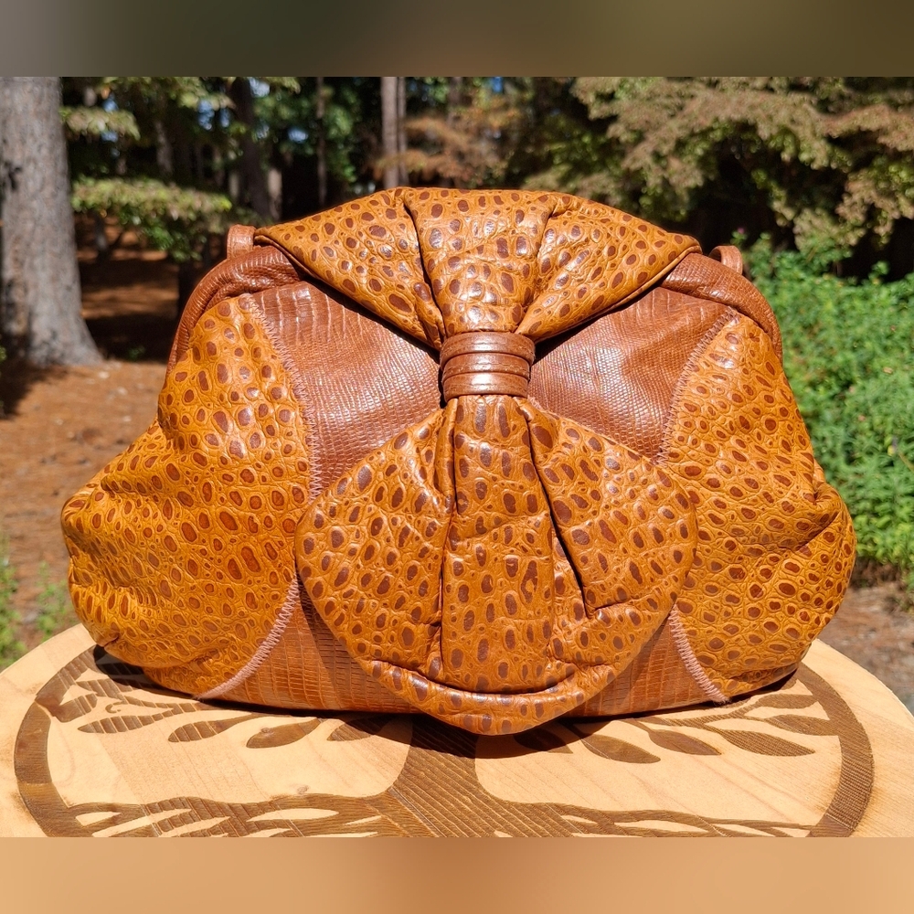 Vintage 1980's J&E Handbag Company NY Brown Leather Large Convertible Clutch - Picture 3 of 14